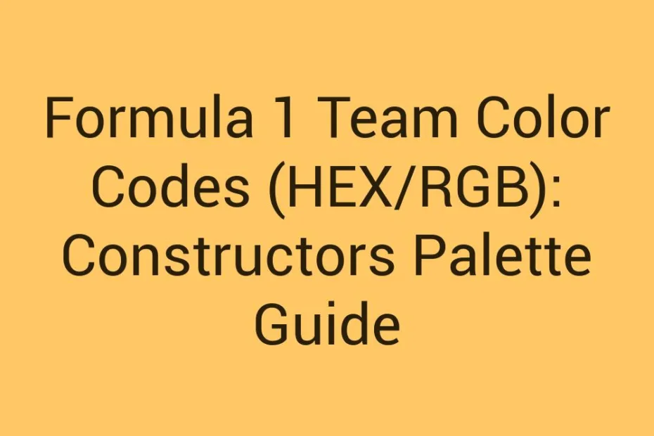 Formula 1 Team Color Codes Hex Rgb Constructors Palette Guide